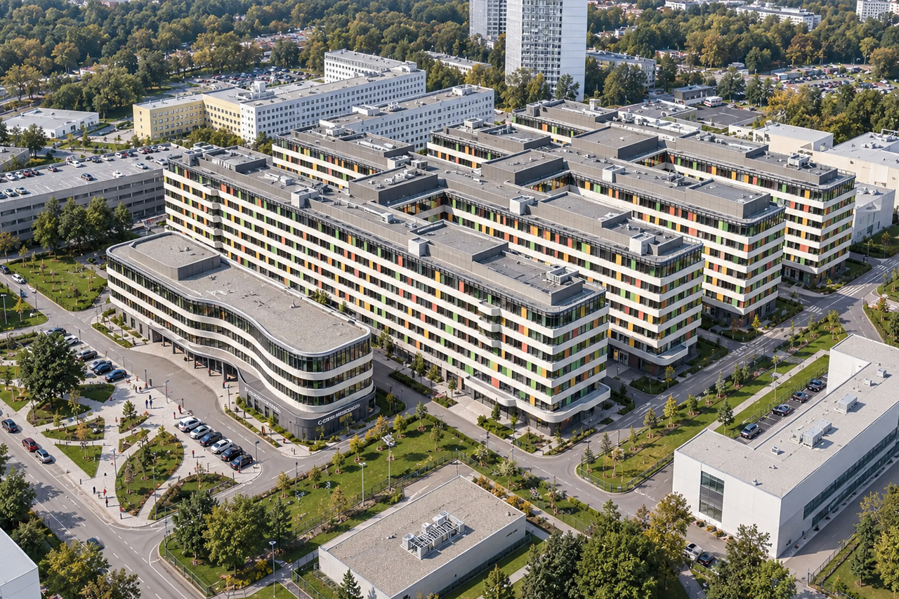 В Мытищах строят новый медкомплекс на 110 тыс. м² с роддомом, хирургией и сосудистым центром